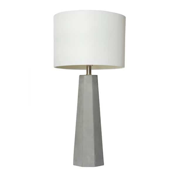 Elegant Designs 30.5 in. White Concrete Table Lamp with Fabric Shade