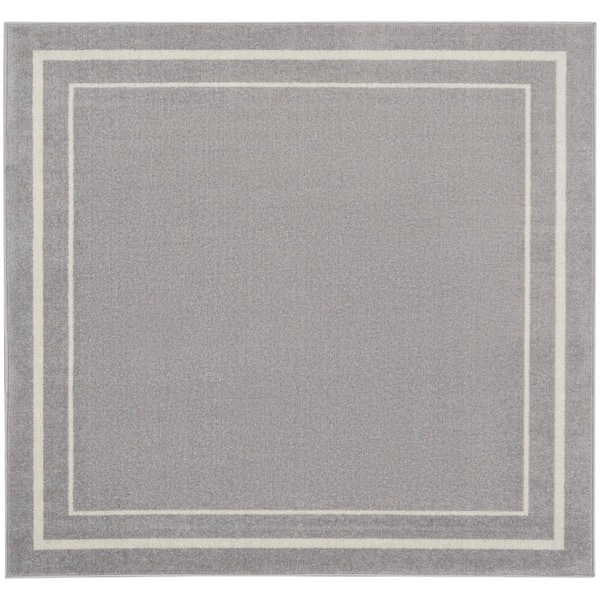 Nourison Essentials Grey/Ivory 5 ft. x 5 ft. Solid Contemporary Square Area Rug