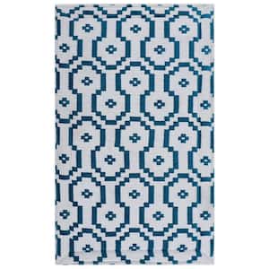 Cypher-A Teal 20 in. x 36 in. Kitchen Mat