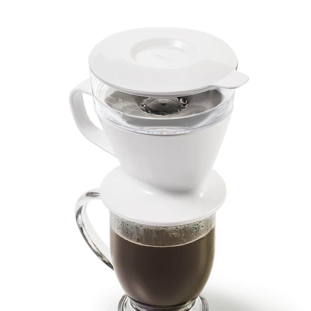 White 12 oz Single Serve Pour-Over Coffee Maker
