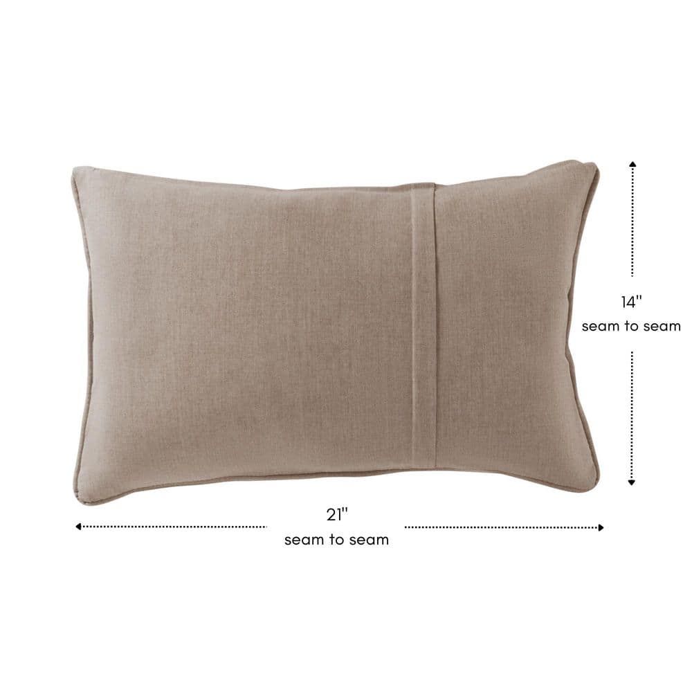 Beige Rectangular Lumbar Outdoor Throw Pillows, Set of 2