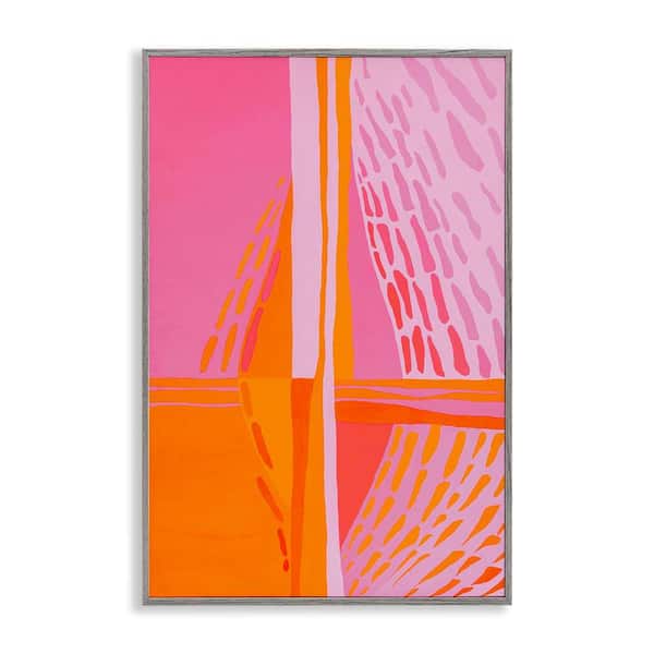 Stupell Industries Centric Orange and Pink by Incado Gray Framed Abstract Giclee Art Print 24 in. x 16 in.