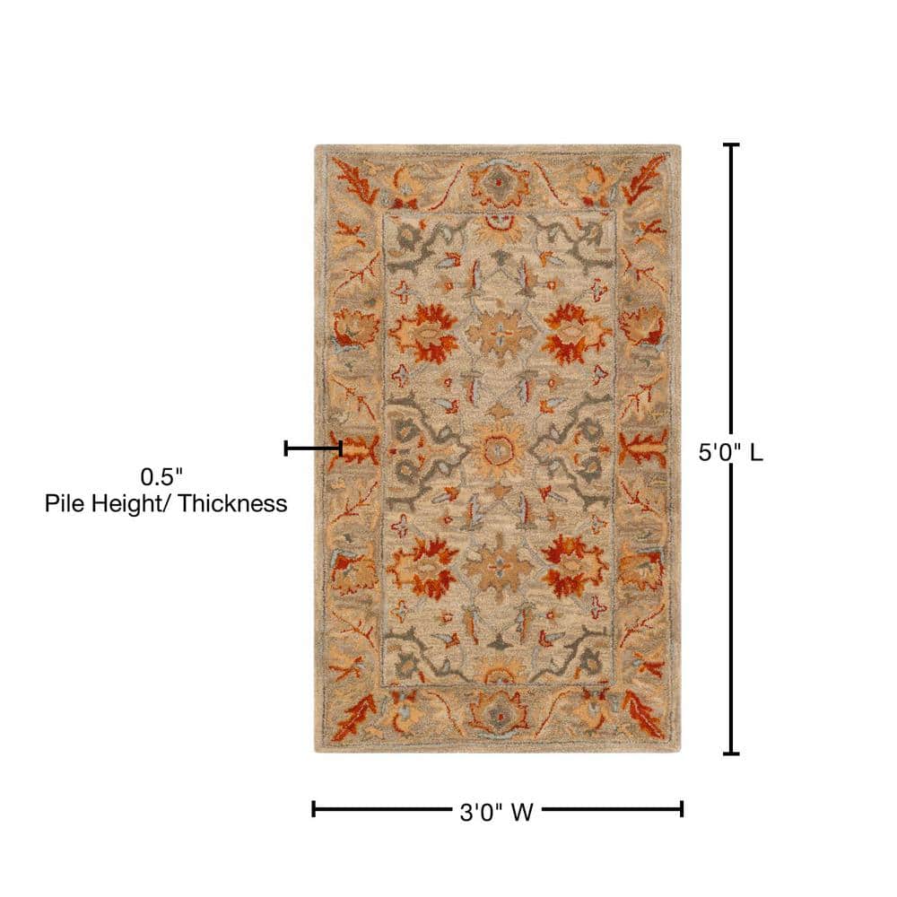 Handmade Red and Beige Wool Tufted Area Rug