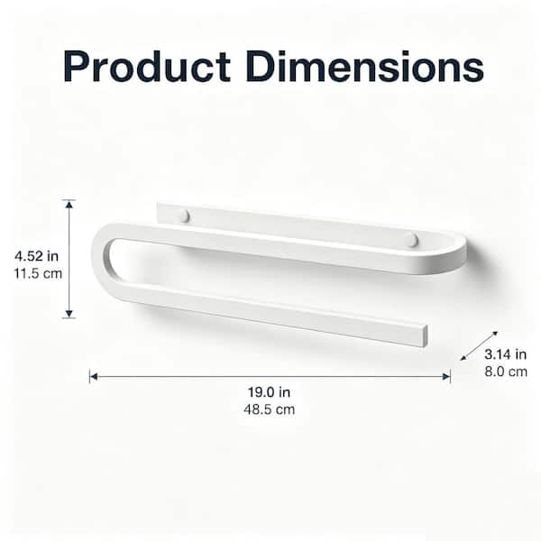 Triple Towel Holders Bathroom Towel Rack with Thickened Space Aluminum Construction, No-Drilling Wall Mount Rack, White