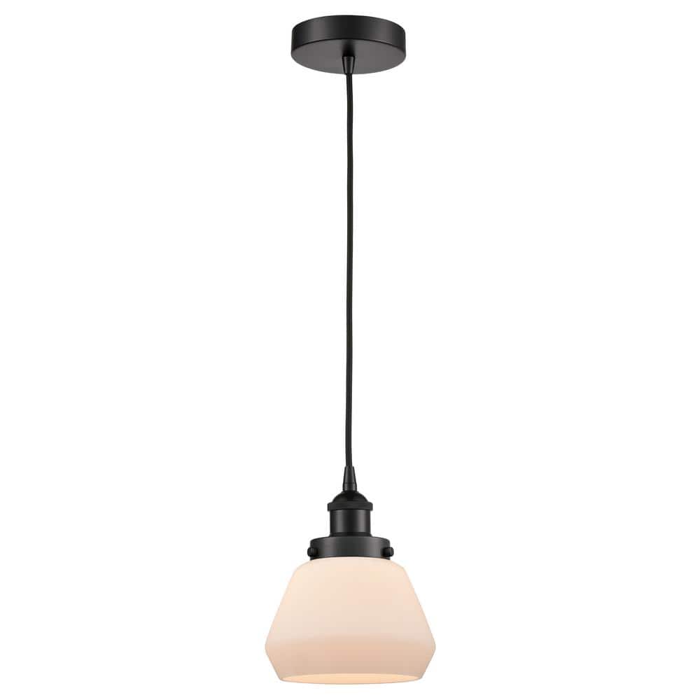 Fulton 60-Watt 1-Light Matte Black Standard Mini Pendant Light with Matte White Glass, No Bulbs Included price history on PriceWatchPro