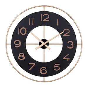 28 in. x 28 in. Gold Metal Wall Clock with Gold accents