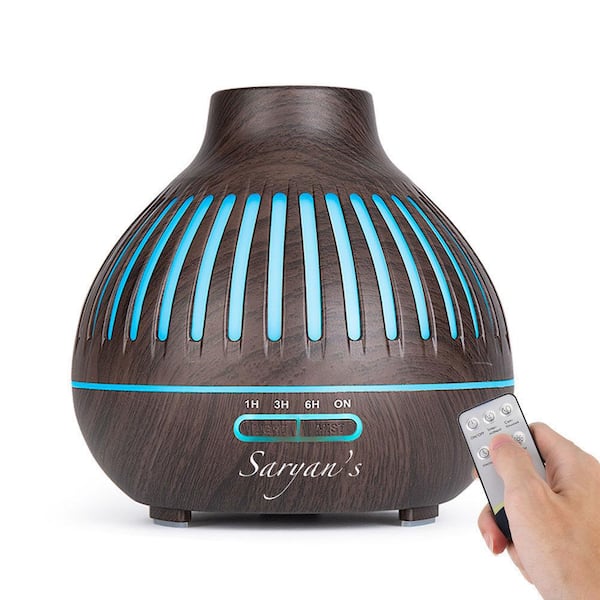 Unbranded 400 ml Dark Wood Grain 7 Color LED Options Humidifier with Remote Control