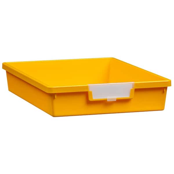 Unbranded 7.5 Gal. - Tote Tray - Slim Line 3 in. Storage Tray in Primary Yellow