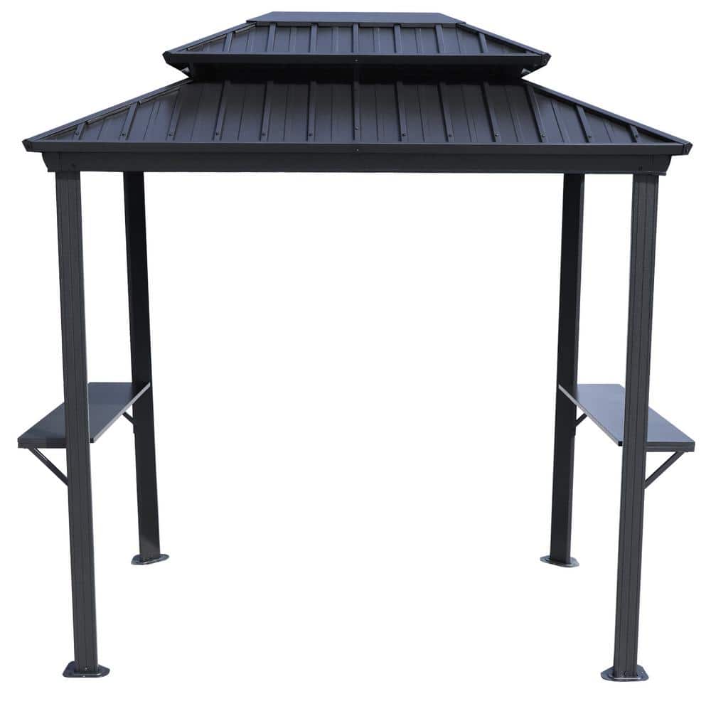 KOZYARD 6 ft. x 8 ft. Dark Gray BBQ Hardtop Grill Gazebo