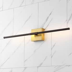 Makena 28 in. Dimmable Integrated LED Modern Metal Wall Sconce, Oil Rubbed Bronze/Brass Gold