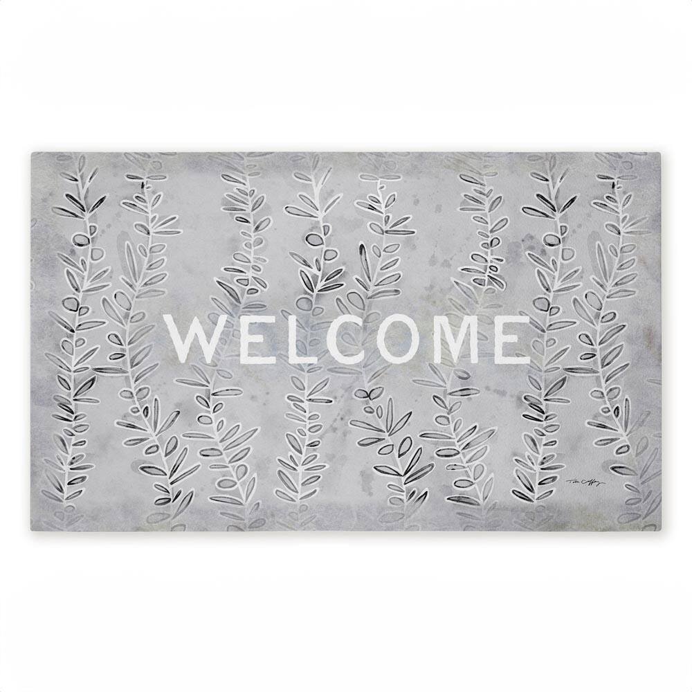 Welcome Ivy Vine Sprigs Gray 18 in. x 30 in. Polyester Non-Slip Outdoor Door Mat price history on PriceWatchPro