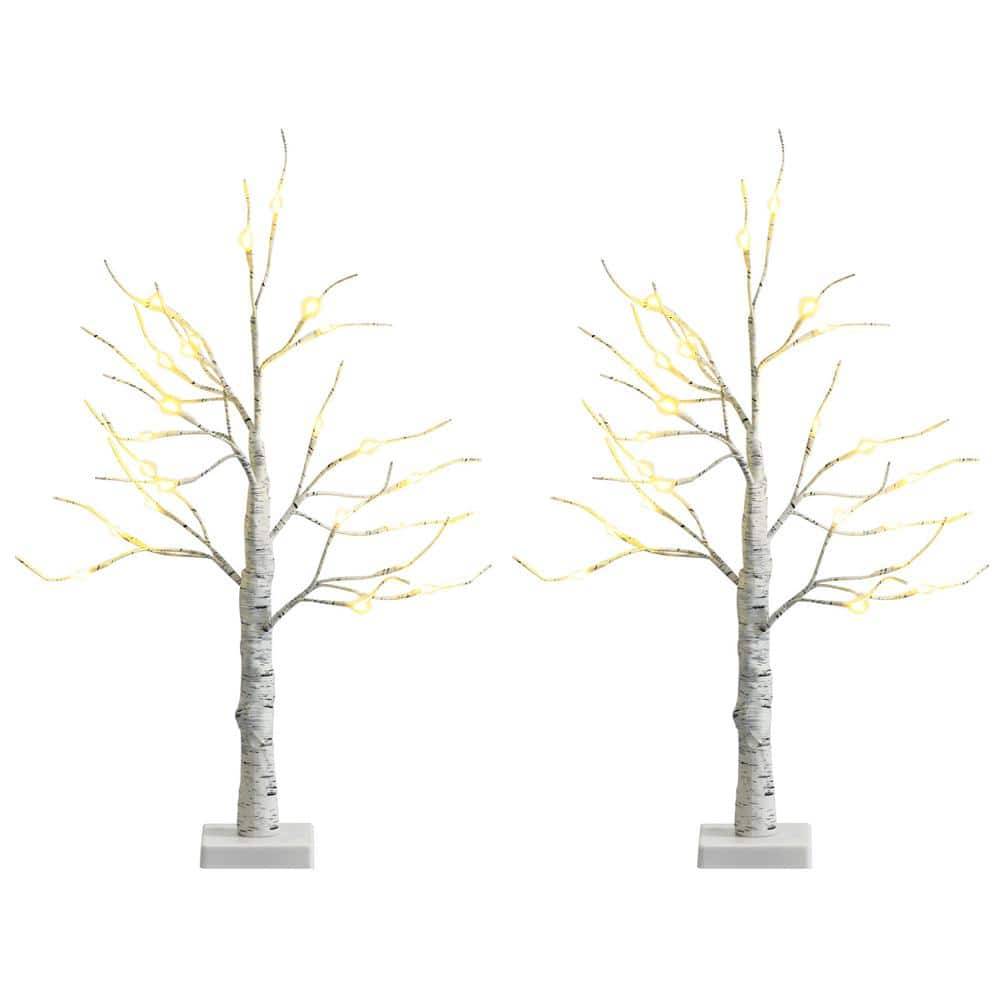 2 ft. Pre-Lit White Birch Tree Artificial Christmas Tree Twig Birch Tree Christmas Decoration (2-Piece) price history on PriceWatchPro