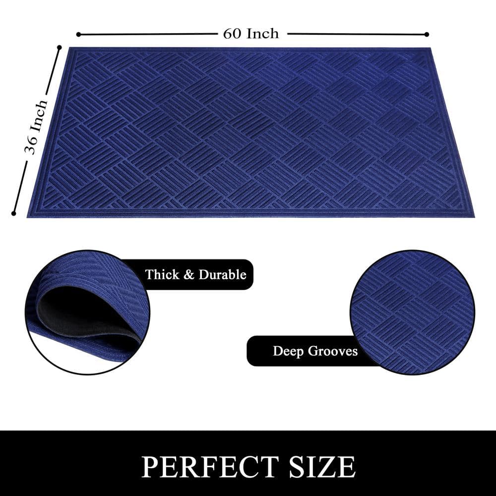 Blue Polypropylene Weatherproof Outdoor Door Mat 36" x 60"