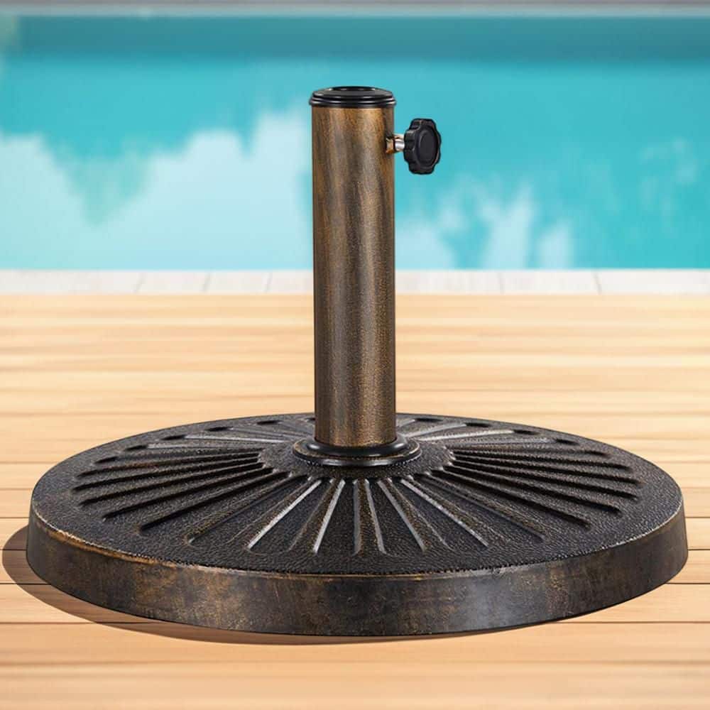 international concepts bronze patio umbrella base Steel (120LBS) w/ Casters - the Gaelen umbrella base boasts a lovely old world look Treasure Garden 50 lb Classic