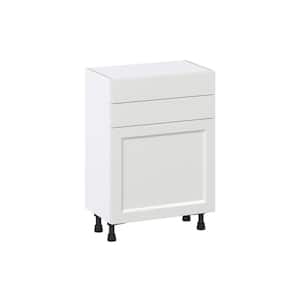 24 in. W x 14 in. D x 34.5 in. H Alton Painted White Shaker Assembled Shallow Base Kitchen Cabinet with 2 Drawers