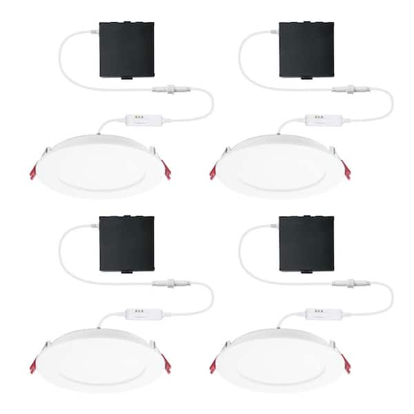 Pro Value Series LED 6 in Round Adj Color Temp Canless Recessed Light for Kitchen Bath Living rooms, Wht 4-Pk