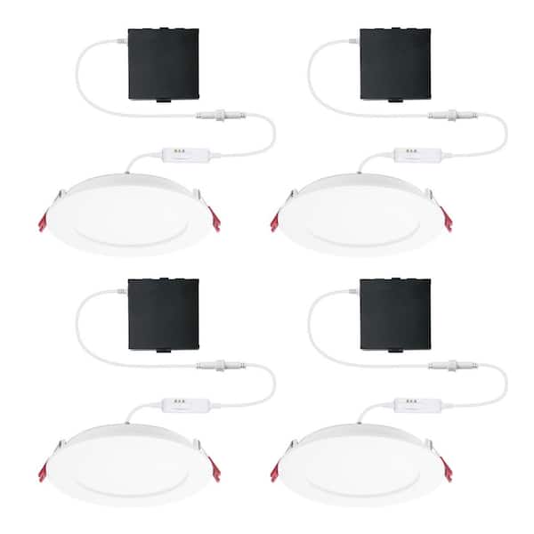 Commercial Electric Pro Value Series LED 6 in Round Adj Color Temp Canless Recessed Light for Kitchen Bath Living rooms, Wht  4-Pk