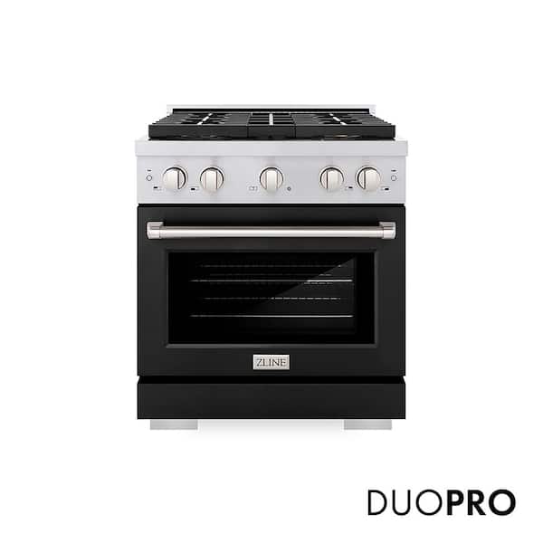 ZLINE 30 in. 4.2 cu. ft. Paramount Gas Range with 4-Burner DuoPro Cooktop and Convection Gas Oven with Black Matte Door