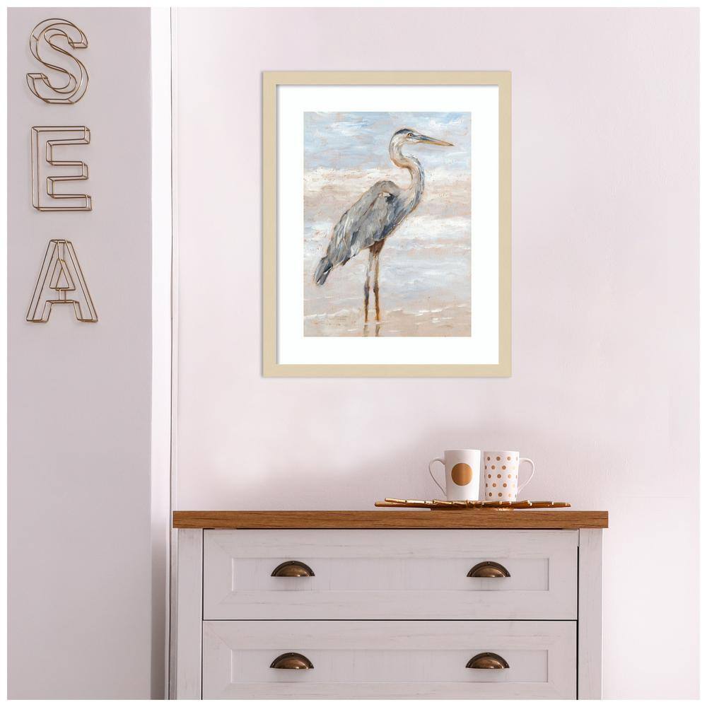 Beach Heron I Framed Giclee Print in Svelte Natural