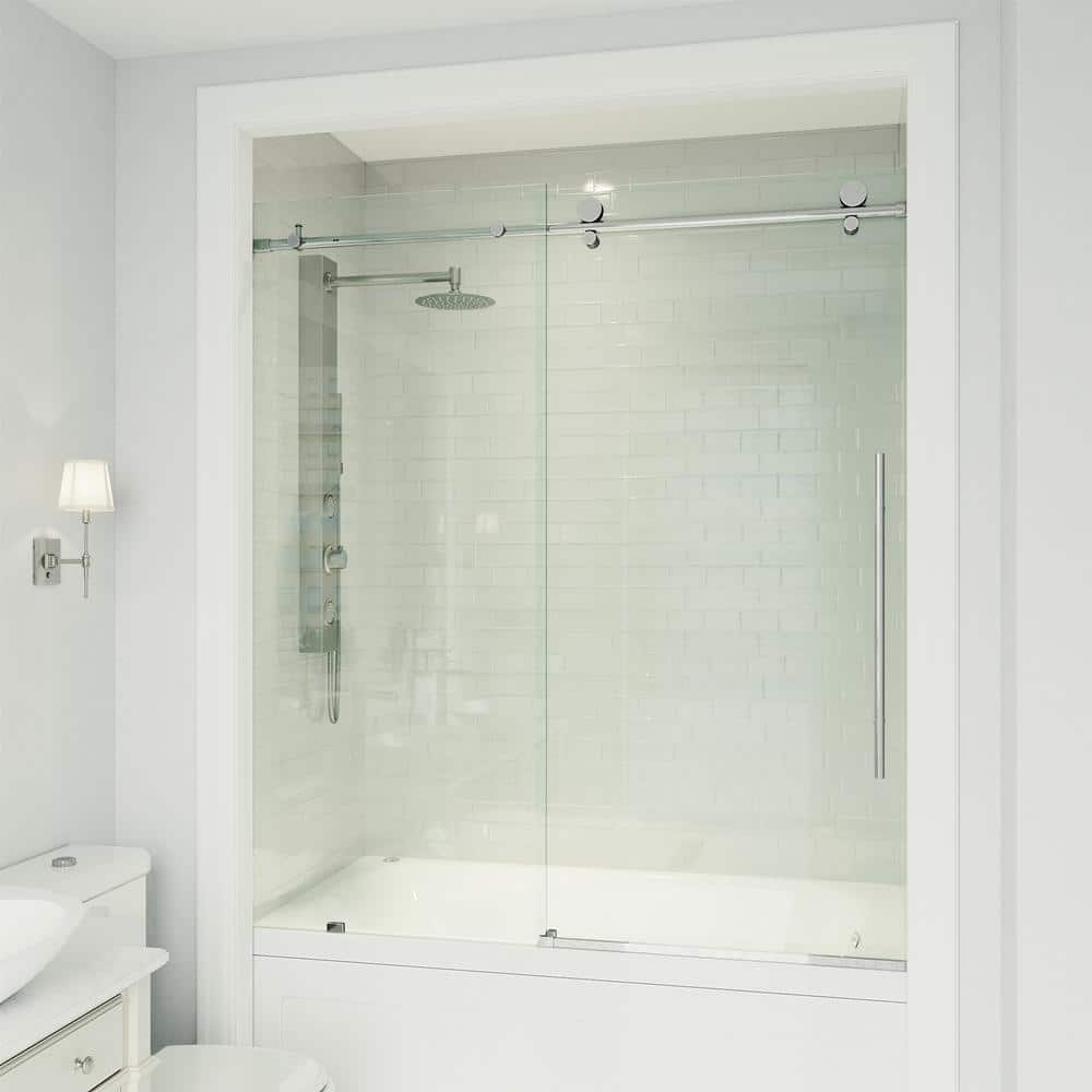 Elan E-Class Chrome Frameless Sliding Tub Door with Clear Glass