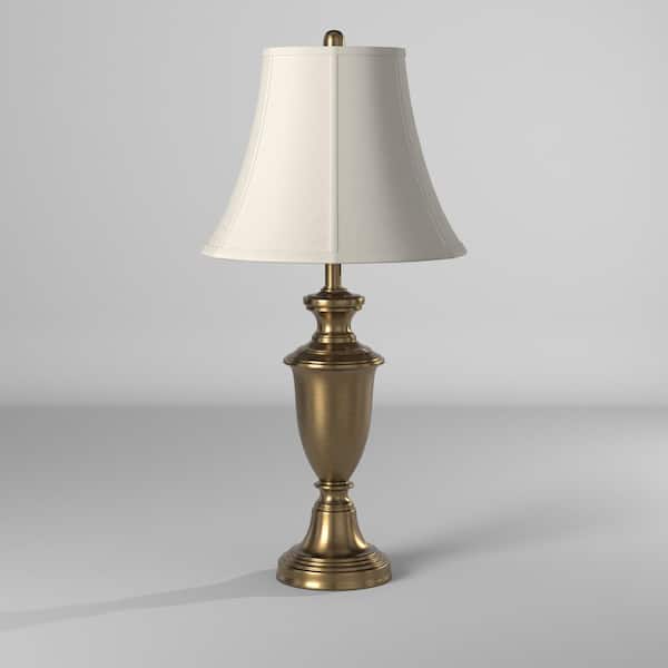 StyleCraft 30.5 in. Antique Brass Table Lamp with White Softback