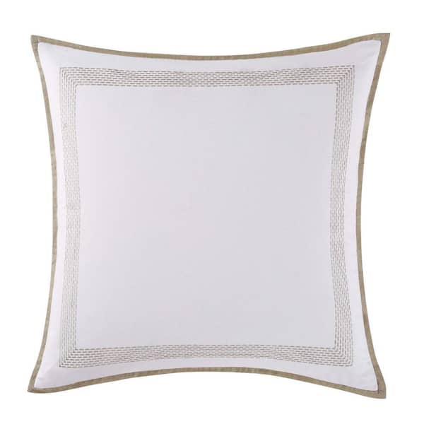 Oceanfront Resort Cove White and Neutral Euro Pillow Cover
