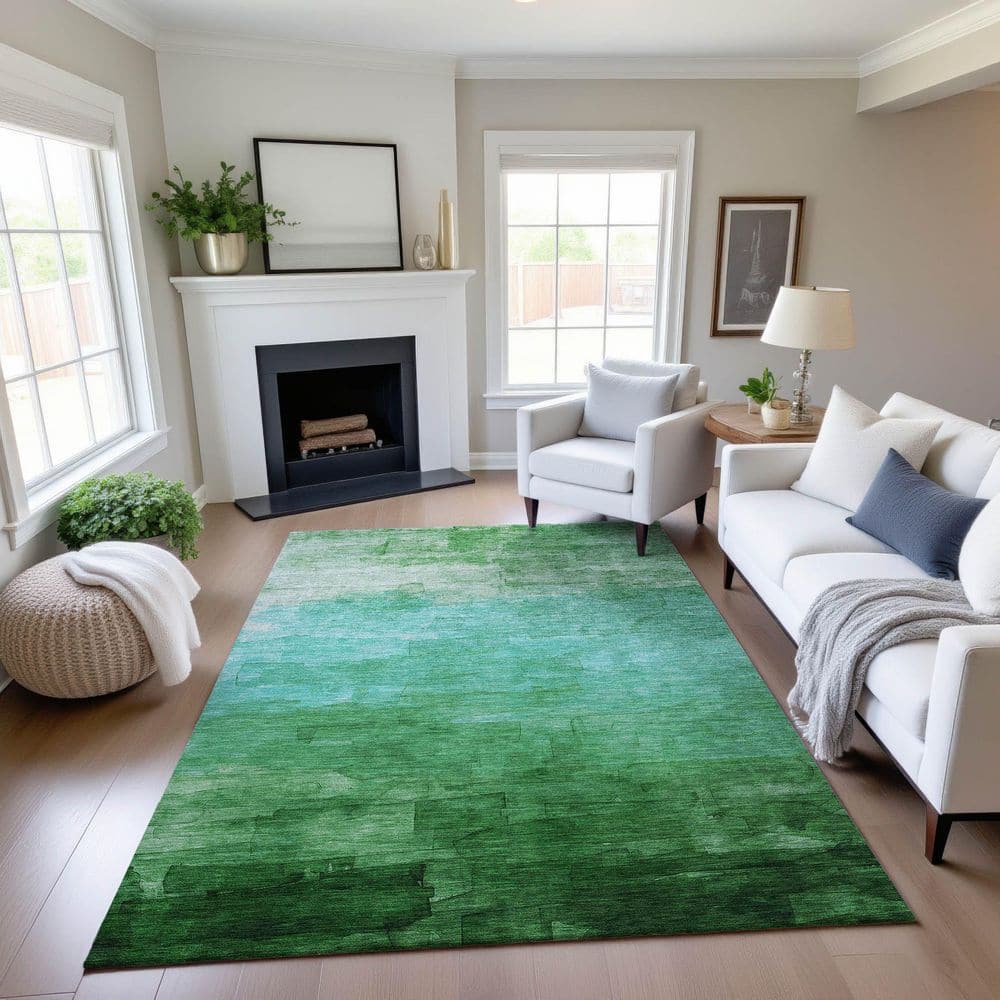 Mayfield Premium Machine Washable Abstract AMF1465 Green 3 ft. x 5 ft. Area Rug price history on PriceWatchPro