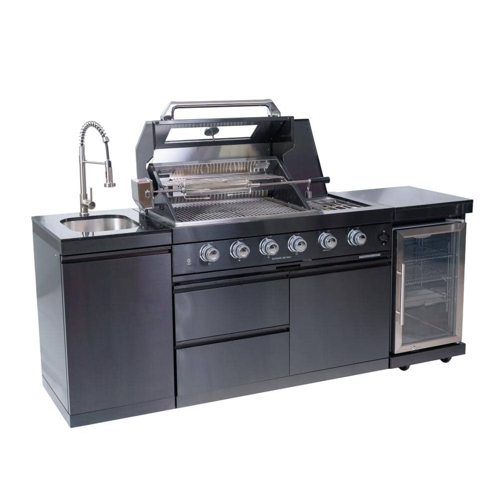 46-inch Gas Outdoor Kitchen Bar Barbecue Island Grill 4-Burner BBQ Grill with Refrigerator Sink for Patio price history on PriceWatchPro
