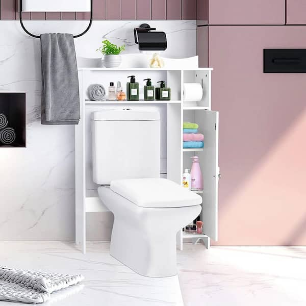 Costway 34 in. W x 39 in. H x 7.5 in. D White Over The Toilet