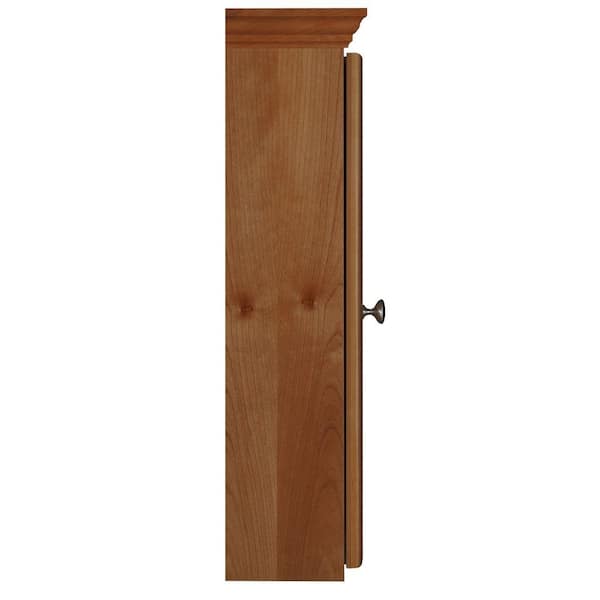 Shaker 36 in. W x 27 in. H x 6-1/2 in. D Framed Tri-View Surface-Mount Bathroom Medicine Cabinet in Medium Alder
