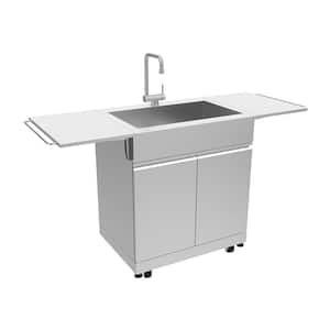 Outdoor Kitchen Stainless Steel 32 in. x 24 in. x 37.3125 Outdoor Kitchen Cabinet with Folding Shelves