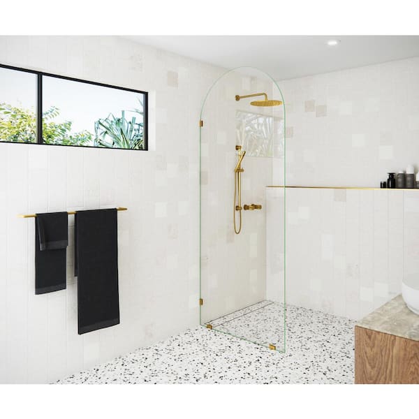 Glass Warehouse 34 in. x 86.75 in. Arched Single Fixed Panel Frameless Shower Door