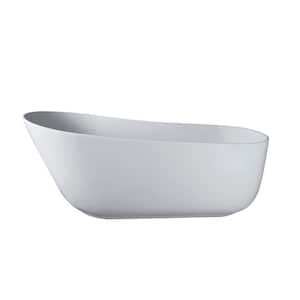 67 in. Stone Resin Small Size Flatbottom Non-Whirlpool Freestanding Artificial Stone Solid Surface Bathtub in White