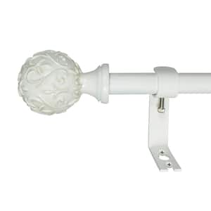 Filigree Ball 26 in. - 48 in. Adjustable Curtain Rod 5/8 in. in Antique White