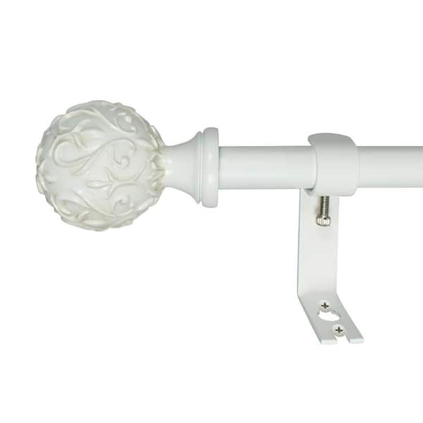 Montevilla Filigree Ball 26 in. - 48 in. Adjustable Curtain Rod 5/8 in. in Antique White