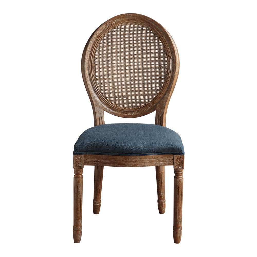 Azure Blue Stella Oval Wood Back Accent Chair