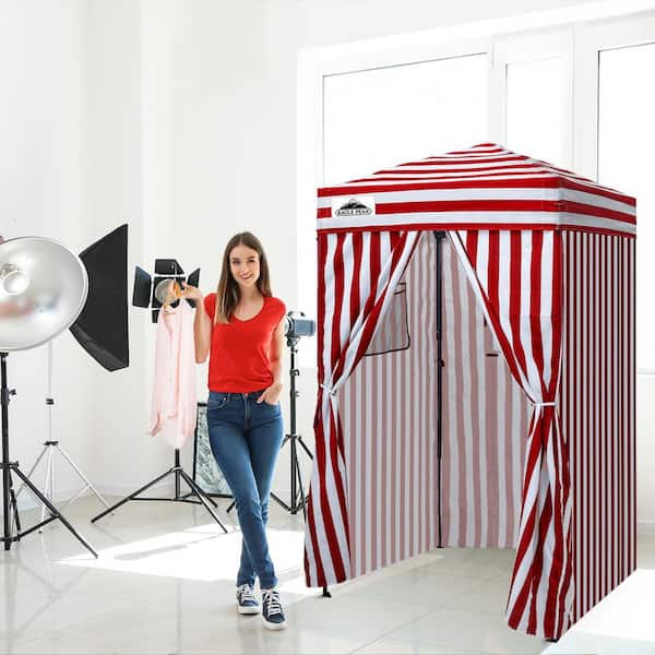 EAGLE PEAK 4 ft. x 4 ft. Pop Up Privacy Tent Foldable Outdoor Portable Dressing Changing Room Shelter, Red/White