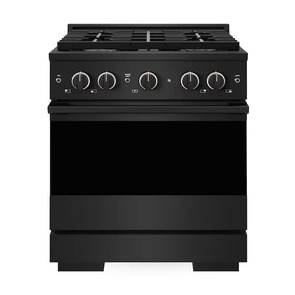 30 in. 4.2 cu. ft. Marino Dual Fuel Freestanding Range with Gas Cooktop and 4 Brass Burners in Black Stainless Steel