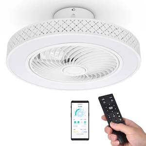 19 in. Indoor Enclosed Ceiling Fan with Light Remote APP Control