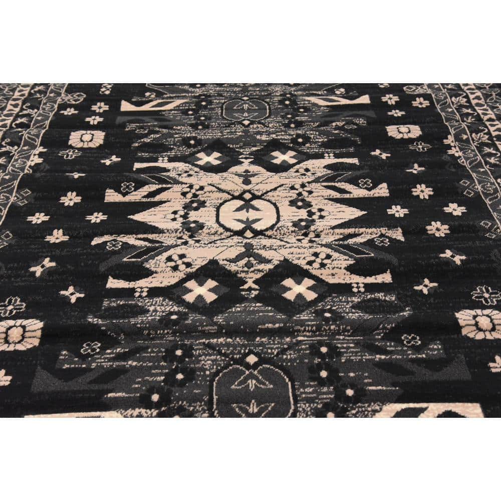 Black and Gray 6' x 9' Synthetic Rectangular Area Rug