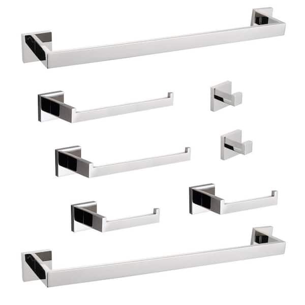 Tahanbath 8 - Piece Bathroom Hardware Set in Brushed Nickel