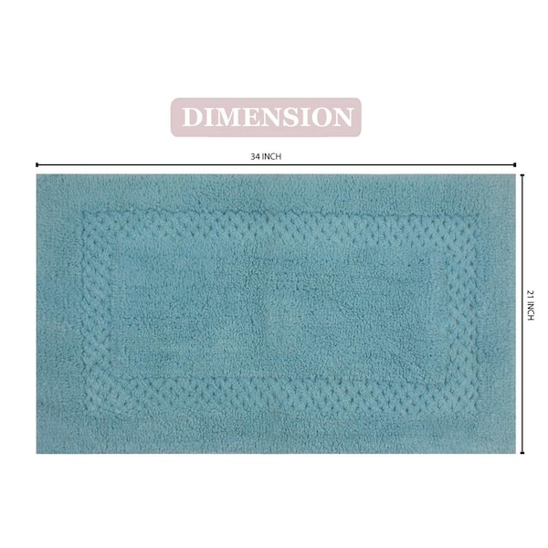Home Weavers Inc Classy Bathmat Collection 21 in. x 34 in. Blue Cotton Bath Rug