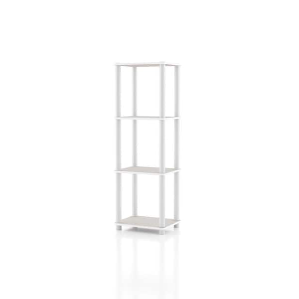 Quincy 44.2 in. Tall Greige Engineered Wood Display 4-Shelf Modular Bookcase With Support Rods