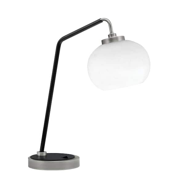 Unbranded Delgado 16.5 in. Graphite and Matte Black Piano Desk Lamp with White Muslin Glass