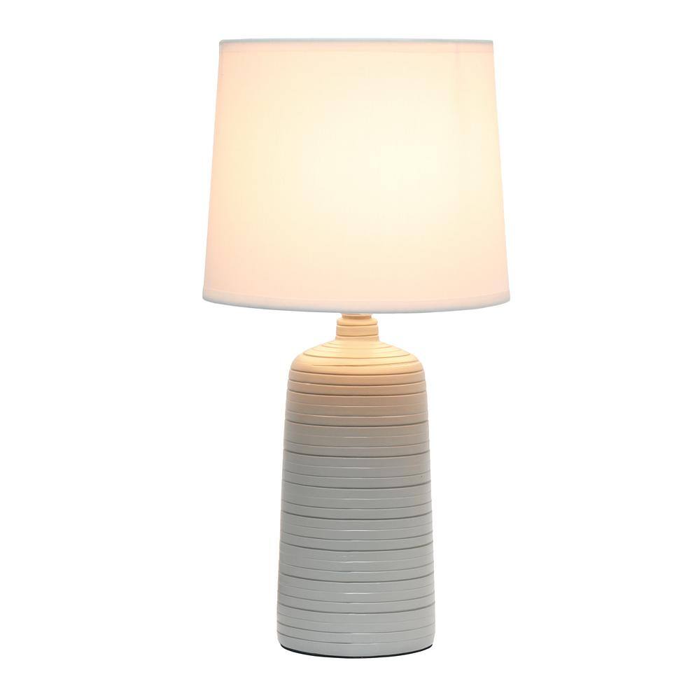 Edison Taupe Textured Ceramic Nightstand Lamp with Empire Shade