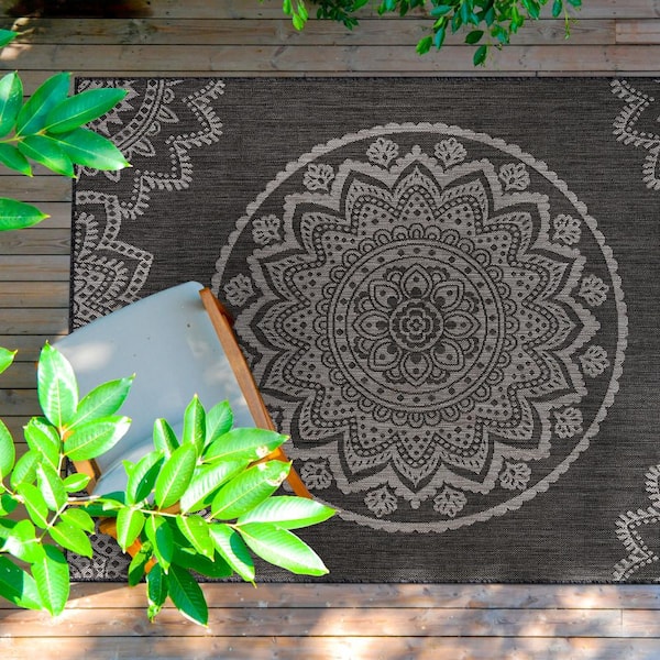 CAMILSON Outdoor Rug - Modern Area Rugs for Indoor and Outdoor patios,  Kitchen and Hallway mats - Washable Outside Carpet (8x10, Medallion - Dark  Grey/Light Grey) - Amazing Bargains USA - Buffalo, NY