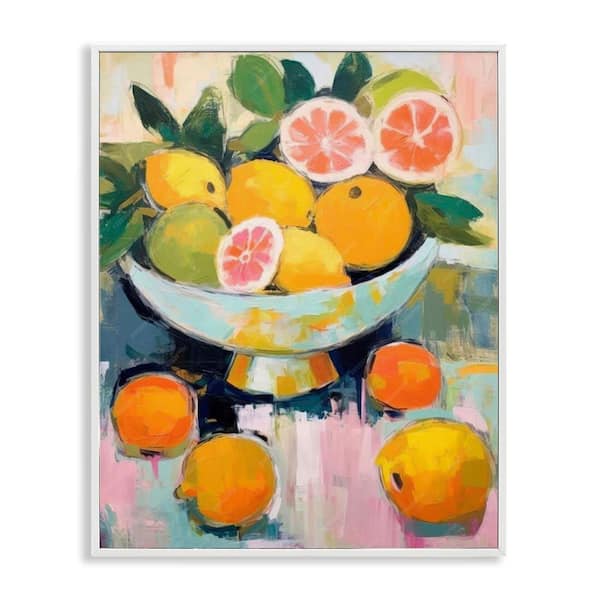 Stupell Industries Abstract Citrus Still Life by LSR Design Studio White Framed Food Giclee Art Print 20 in. x 16 in.