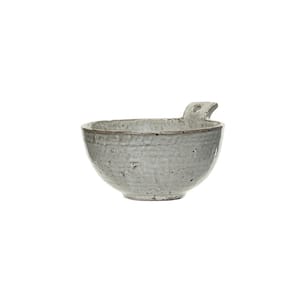 5.5 in. 15.8 fl. oz. Cream Stoneware Serving Bowl with Handle