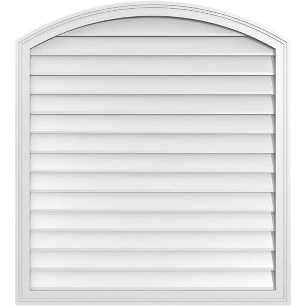 Ekena Millwork 38" x 42" Arch Top Surface Mount PVC Gable Vent: Functional with Brickmould Frame