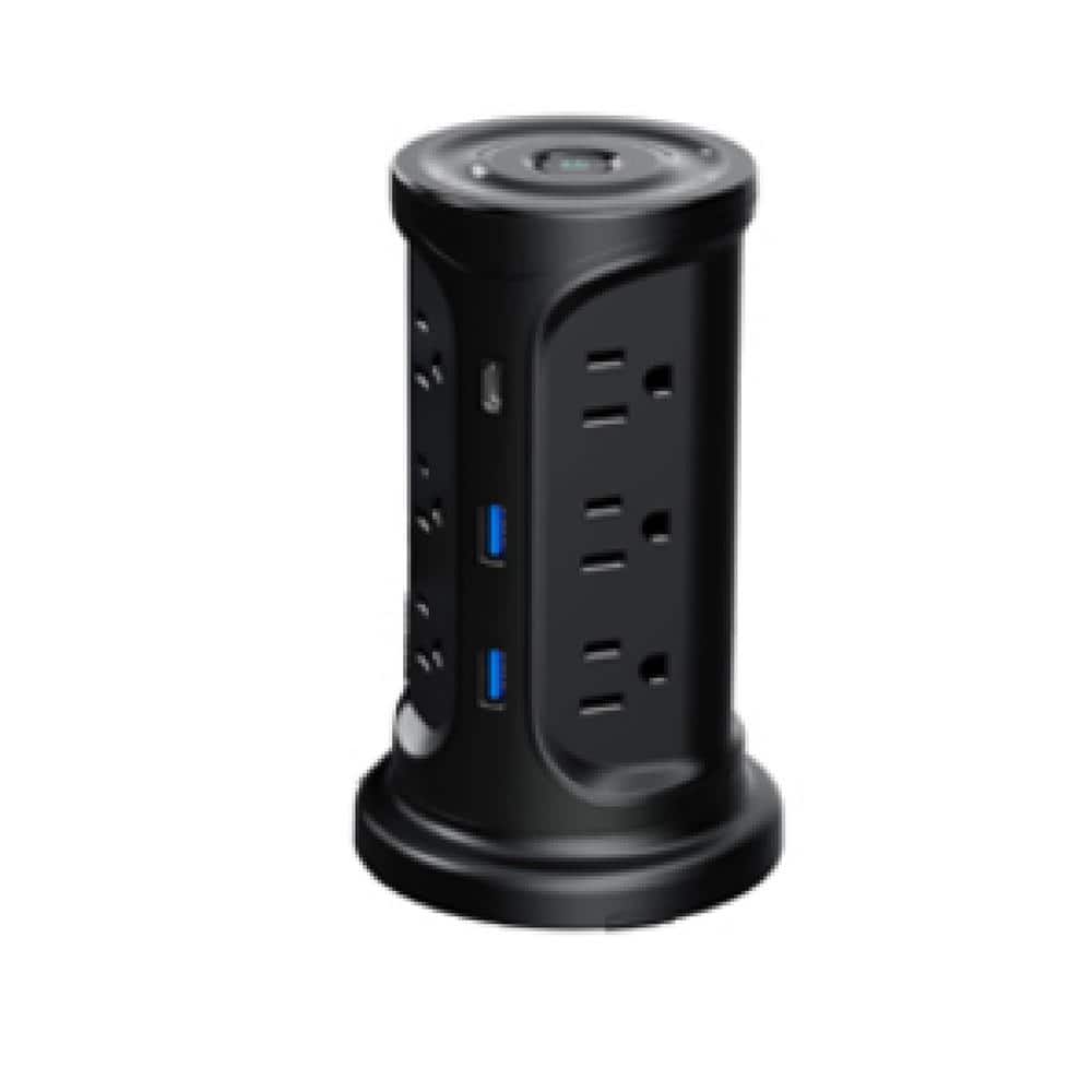 6.5 ft. Tower Power Strip with Surge Protection Screw Wall Mount Outlet 12 AC Outlets with 3 USB Ports (1 USB-C), Black price history on PriceWatchPro